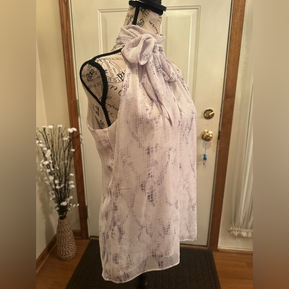 White House Black Market purple and white snake skin halter top - removable bow - Picture 3 of 14